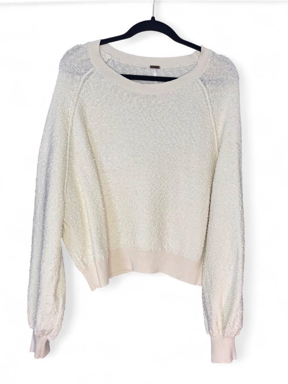 Free People ‘Found My Friend’ Cream Open-Knit Crewneck Pullover